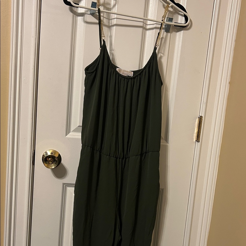 Micheal Kors Dark Green Sleeveless Jumpsuit